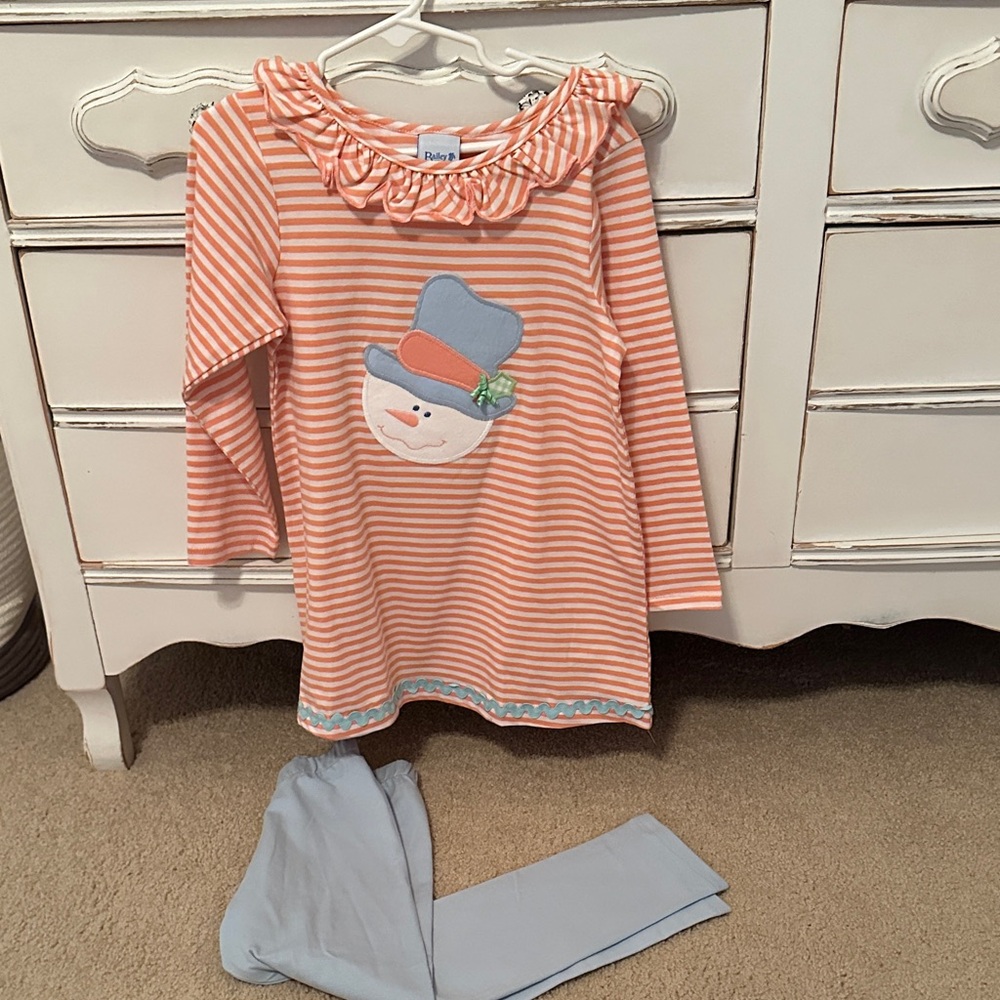 Kids Striped Snowman Matching Set